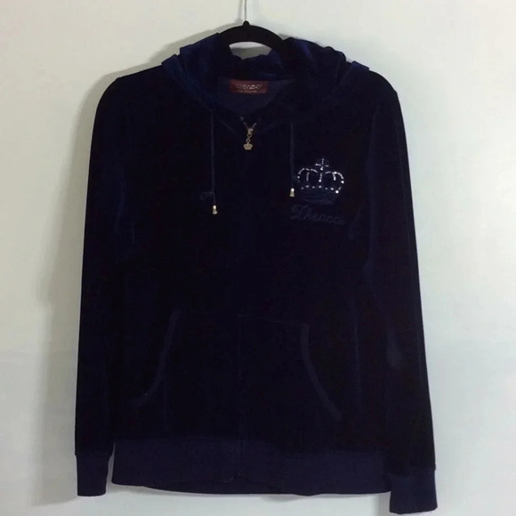 zhencai Blue Velvet Full Zippered Hoodie Size XL - Picture 6 of 14